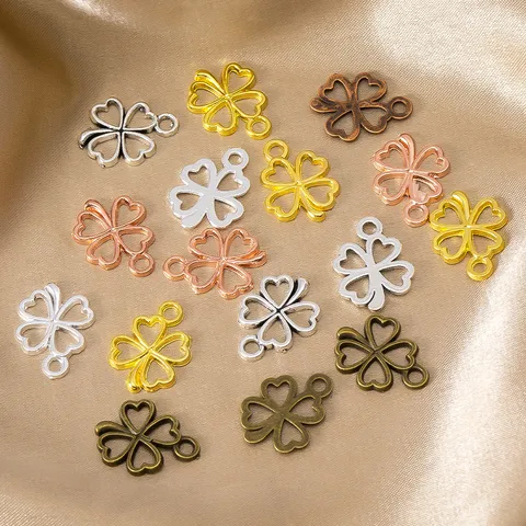 DIY Alloy Clover Pendants Hollow Four Leaf Clover Charms Antique Bronze Silver Gold Jewelry Making Findings Accessories