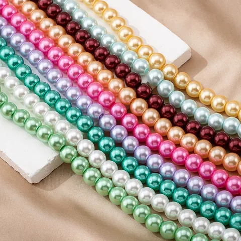 Perles Vrac en Perle d'Imitation Émaillée de Verre Brins de Perles Rondes Pour DIY Bracelet Collier Accessoires de Fabrication de Bijoux