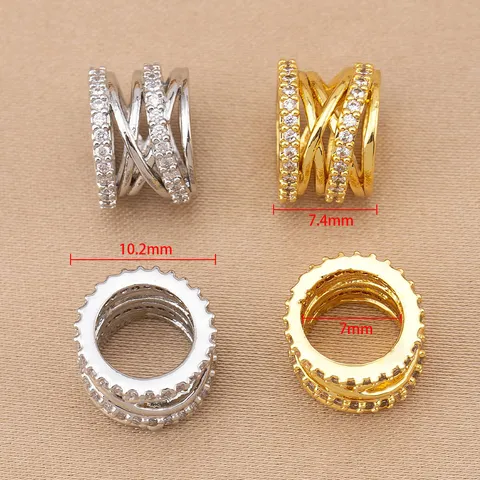 Kupfer Mikroeingelegt Zirkon Fass Perlen Abstandshalter DIY Armband Halskette Schmuck Herstellung Zubehör Handwerk
