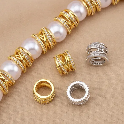 Kupfer Mikroeingelegt Zirkon Fass Perlen Abstandshalter DIY Armband Halskette Schmuck Herstellung Zubehör Handwerk