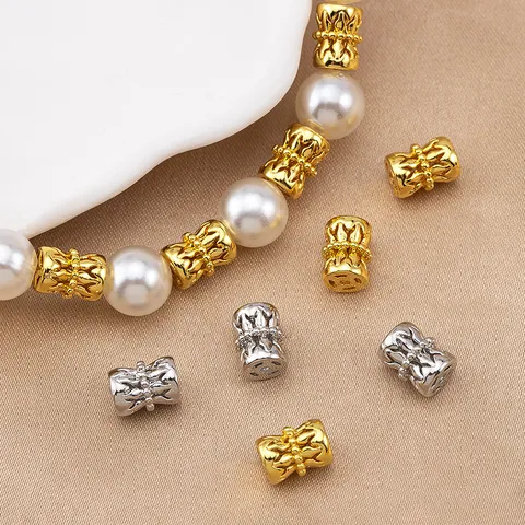 Copper Hollow Drum Beads DIY Spacer Beads Barrel Beads For Necklace Bracelet Jewelry Making Accessories