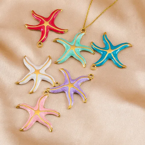 Moda Colgante de Estrella de Mar de Acero Inoxidable 304 Accesorio de Joyería DIY Abalorio Esmaltado para Collar Pulsera Mujer