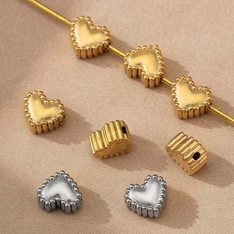 Roestvrij Staal Hart Afstandsloep Met Kantrand DIY Bedel Voor Armbanden Mode Sieraden Maken Component