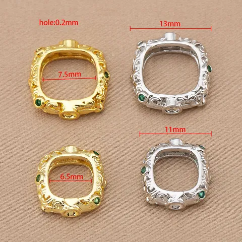 Copper Square Pattern Connecting Ring DIY Beading Jewelry Accessories Gold and Silver Plated Geometric Spacer Beads Findings