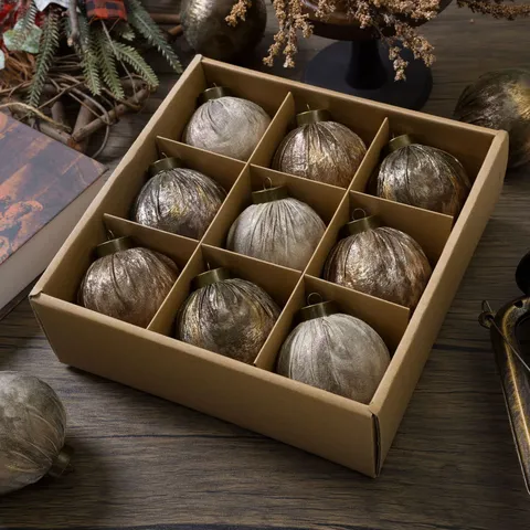 Palline di Natale in Tessuto Vintage Retro Bronzo Grigio Albero di Natale Ornamenti Appesi Festa a Casa Decorazione