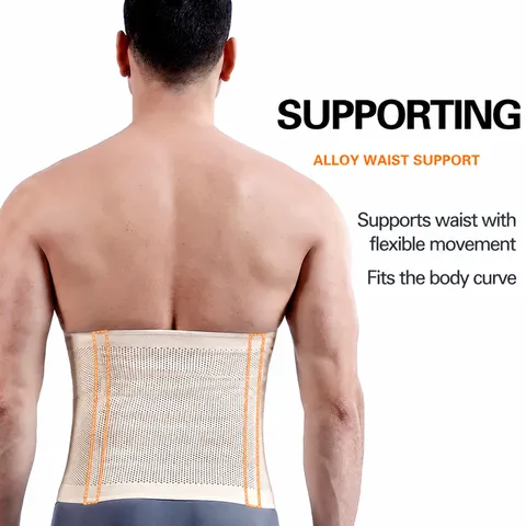 Men's Mesh Breathable Waist Trainer Abdominal Belt High Waist Tummy Control Body Shaper For Fitness Sports With Steel Bones