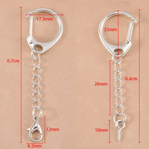 Metal Keychain D-Buckle Ring Hanging Chain DIY Jewelry Craft Accessories Lobster Clasp Eye Pin Connector