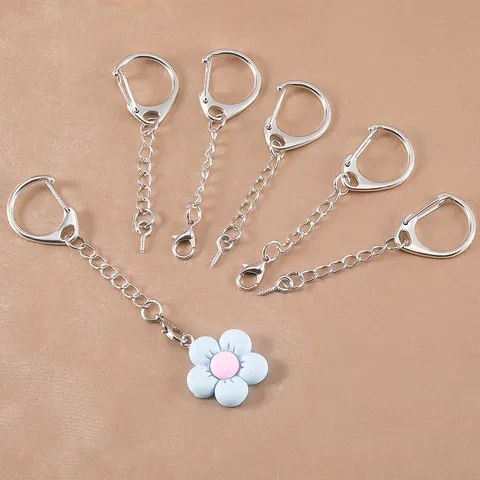 Metal Keychain D-Buckle Ring Hanging Chain DIY Jewelry Craft Accessories Lobster Clasp Eye Pin Connector