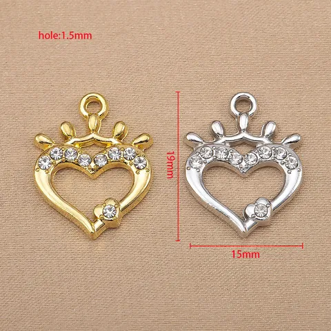 Legierung Strass Herz Krone Anhänger DIY Minimalistischer Hängender Charm Für Armband Necklace Ohrring Schmuck Zubehör
