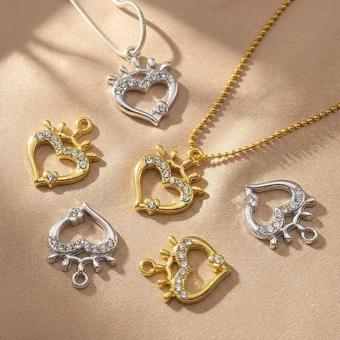 Legierung Strass Herz Krone Anhänger DIY Minimalistischer Hängender Charm Für Armband Necklace Ohrring Schmuck Zubehör