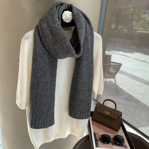 Bufanda Tejida de Mezcla de Lana Cálida de Invierno para Mujer Color Sólido Envoltorio Casual Largo Suave y Cómodo Accesorios Diarios de Invierno