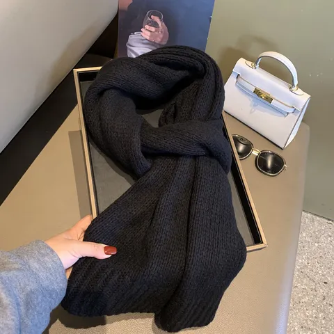 Bufanda Tejida de Mezcla de Lana Cálida de Invierno para Mujer Color Sólido Envoltorio Casual Largo Suave y Cómodo Accesorios Diarios de Invierno