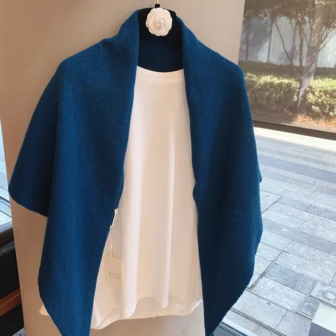Mujeres Otoño Invierno Cálido Chal Triangular Pura Lana Bufanda Tejida Versátil Color Sólido A Rayas Moda Cubierta de Cuello