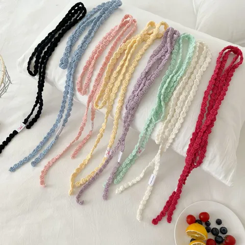 Bufanda Gargantilla de Punto Floral de Ganchillo Hecha a Mano Estilo Coreano Versátil Hilo Tejido Bufanda de Cuello Accesorios de Moda para Mujer
