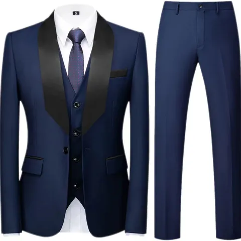 Herren Slim Fit 3-Teiliges Anzug-Set Schalkragen Business Formal Tuxedo Sakko Weste Hose Für Hochzeit Bankett Party Anzug