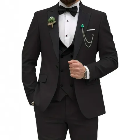 Men Business Suit Set Jacket Vest Pants Slim Fit Formal Tuxedo For Wedding Banquet Meeting Host Light Business Apparel
