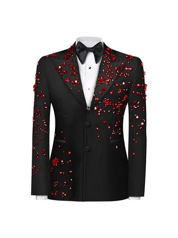 Herren Slim Fit Strass Anzug-Set Polyester Glänzend Bühne Performance Moderation Blazer Hose Weste 3-Teiliger Formeller Anzug Für Hochzeit Bankett Party