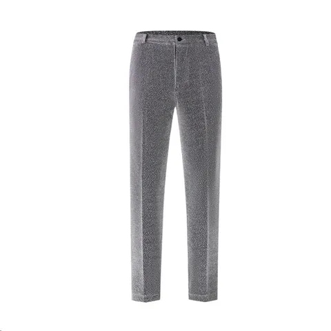 Men Straight Dress Pants Linen Shiny Fabric Business Casual Office Formal Trousers Fashion City Style Solid Color Bottom For Men