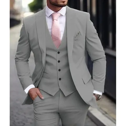 Men Slim Fit Business Suit Including Jacket Vest And Pants For Wedding Banquet Host Formal Occasions Polyester Lightweight Luxury Fashion Formal Suit