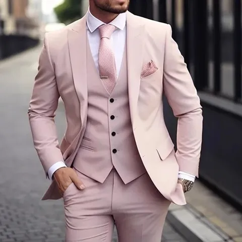 Men Slim Fit Business Suit Including Jacket Vest And Pants For Wedding Banquet Host Formal Occasions Polyester Lightweight Luxury Fashion Formal Suit