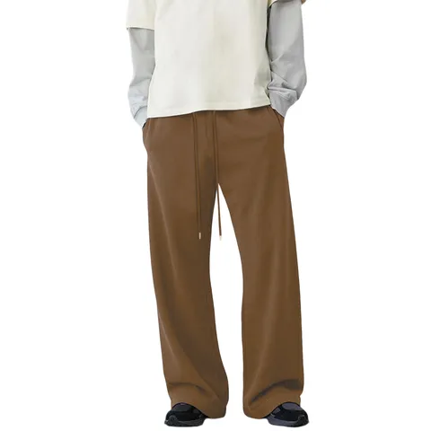 Damen Herbst Casual Lose Gerade Weite Beine Jogginghose Hohe Taille Kordelzug Taschen Trendige Lange Hosen