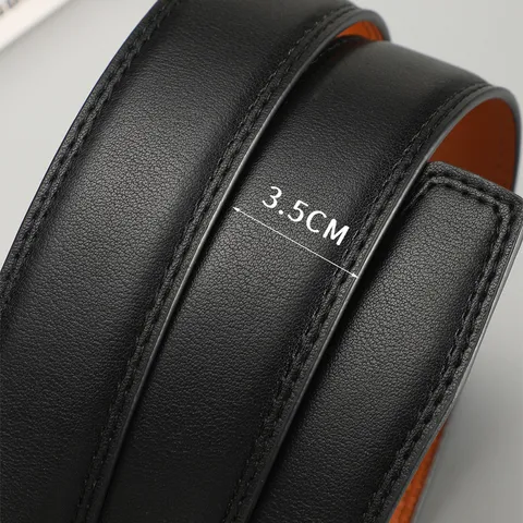 Men's Casual Business Automatic Ratchet Belt Strap PU Leather Width Without Buckle Replacement Waist Belt