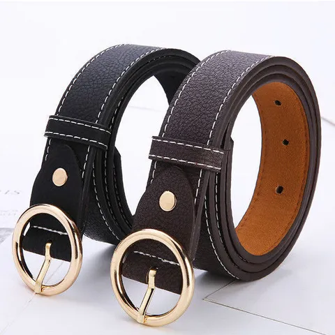 Cinturón de Cuero Genuino Minimalista Para Mujeres Hombres Hebilla de Metal Retro Cinturón Casual de Jeans Cinturón de Moda Ajustable