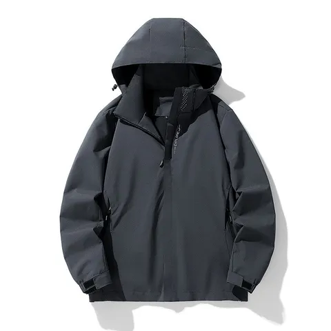 Men's Hooded Windbreaker Jacket Outdoor Lightweight Windproof Waterproof Solid Color Sports Mountaineering Full Zip Top
