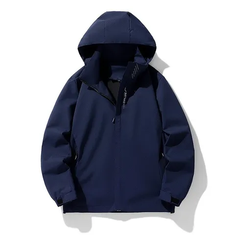 Men's Hooded Windbreaker Jacket Outdoor Lightweight Windproof Waterproof Solid Color Sports Mountaineering Full Zip Top