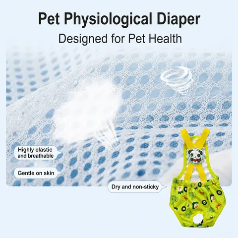 Pantalones Fisiológicos para Perro de Mascota Pañales Sanitarios Lavables Lindo Estampado de Animales de Dibujos Animados Malla Transpirable Anti Acoso
