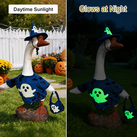 Costume da Oca da Portico di Halloween Stampa Fantasma Luminoso Cappello da Mago Abito Decorazione Prato Cortile Festivo Abbigliamento per Animali
