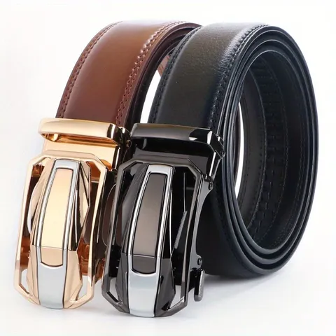 Cinturón de Cuero Bovino Casual de Negocios para Hombre Con Hebilla Automática de Aleación Cinturón de Cintura Vintage de Moda para Pantalones