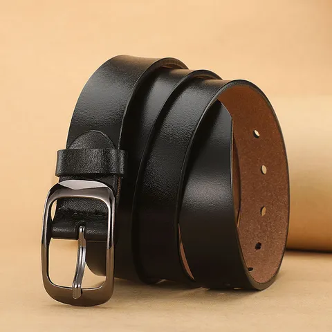 Cinturón de Cuero PU Casual para Mujer Moda Hebilla de Pin Simple Cinturón Ajustable