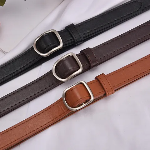 Cinturón de Cuero PU Casual para Hombres y Mujeres Hebilla de Pasador Cuadrada de Moda Cinturón Decorativo Retro para Jeans Diarios