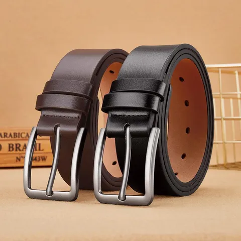 Cinturón de Cuero PU Casual de Negocios para Hombre Hebilla de Perno de Aleación Versátil Clásico Cinturón de Pantalón