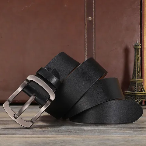 Cinturón de Cuero Casual para Hombre Hebilla de Perno Vintage Cinturón de Negocios Retro Cinturón de Piel de Vaca para Jeans Accesorios de Moda para Hombres