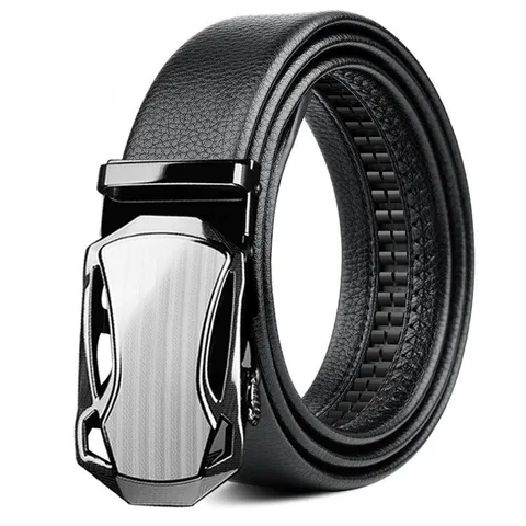 Cinturón de Cuero Genuino para Hombre con Hebilla Automática Cinturón Casual de Negocios de Cuero Suave con Hebilla de Metal Cinturón de Vestir