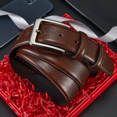 Cinturón Casual de Cuero PU para Hombre Hebilla de Perno Clásica Negocios Cinturón Versátil para Hombres Moda Diario