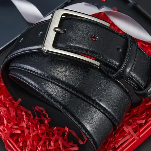 Cinturón Casual de Cuero PU para Hombre Hebilla de Perno Clásica Negocios Cinturón Versátil para Hombres Moda Diario