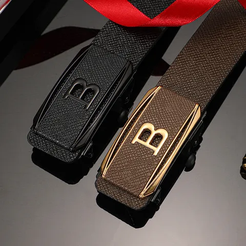 Cinturón de Cuero PU Casual de Negocios para Hombre Cinturón de Hebilla Automática de Moda de Lujo
