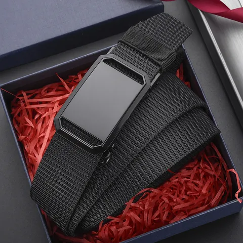 Ceinture Tissée Respirante en PP pour Hommes Tendance Mode Artisanat en Tissu Boucle Automatique en Fer Ceinture Décontractée Quotidienne