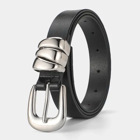 Cinturón de Cuero Verdadero para Mujer Delgado Cintura Vestido Pantalones Vaqueros Hebilla de Metal Moda Accesorios Casuales