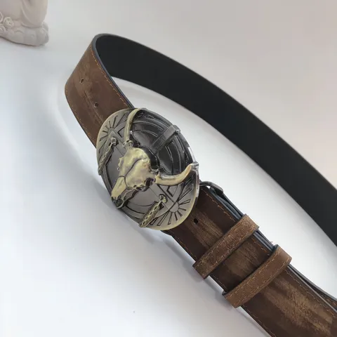 Women Retro Vintage Western Bull Head Buckle Faux Leather Belt Casual Fashion Jeans Decorative Waist Belt