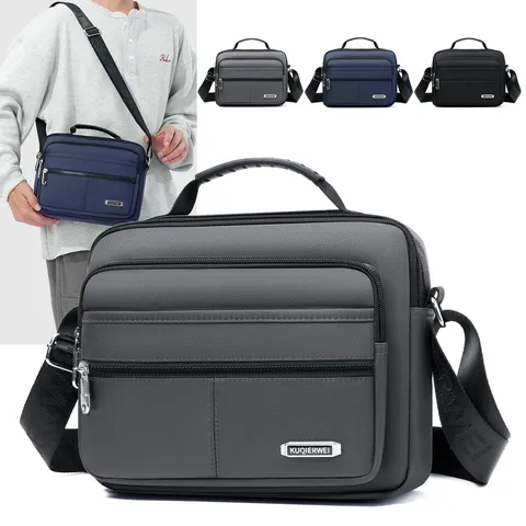 Herren Oxford Umhängetasche mit mehreren Fächern Wasserabweisende Casual Messenger Bag für Geschäftsreisen Handtasche mit großer Kapazität