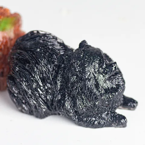 Resin Filled Natural Crystal Pomeranian Dog Statue Home Decoration Office Desk Lucky Animal Figurine Dog Ornament Gift