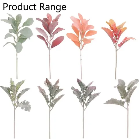 Artificial Lambs Ear Stems Dusty Miller Greenery Stems Flocked Silk Plastic Leaf For Home Table Decor Wedding Flower Arrangement