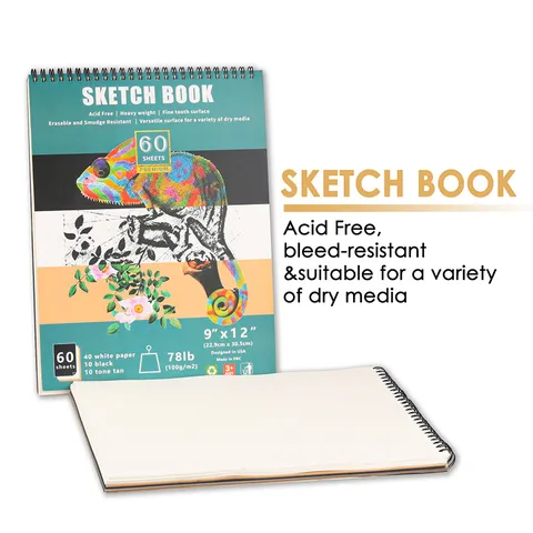 Quaderno per Schizzi a Spirale Blocco da Disegno Con Carta Bianca Nera E Kraft Album per Artisti Senza Acidi Per Pittura Artistica