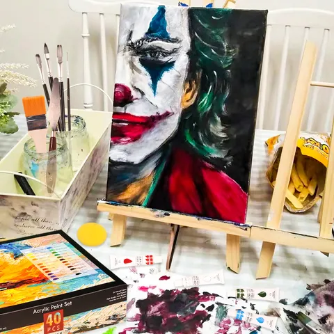Professional Acrylic Paint Vibrant Colors Art Painting Supplies With Sketchbook Brushes And Palette For Artists