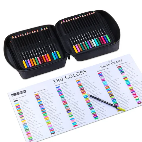 KALOUR 180 Lápices de Colores Set Profesionales a Base de Aceite con Estuche Portátil de Nailon con Cremallera Suministros de Arte para Pintar