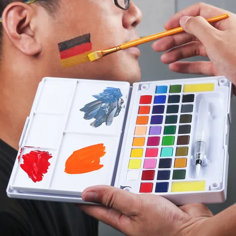 Draagbare Vaste Aquarelverf Set Kunstenaar Aquarel Pigment Kit Met Waterbrush En Palet Voor Schilderen